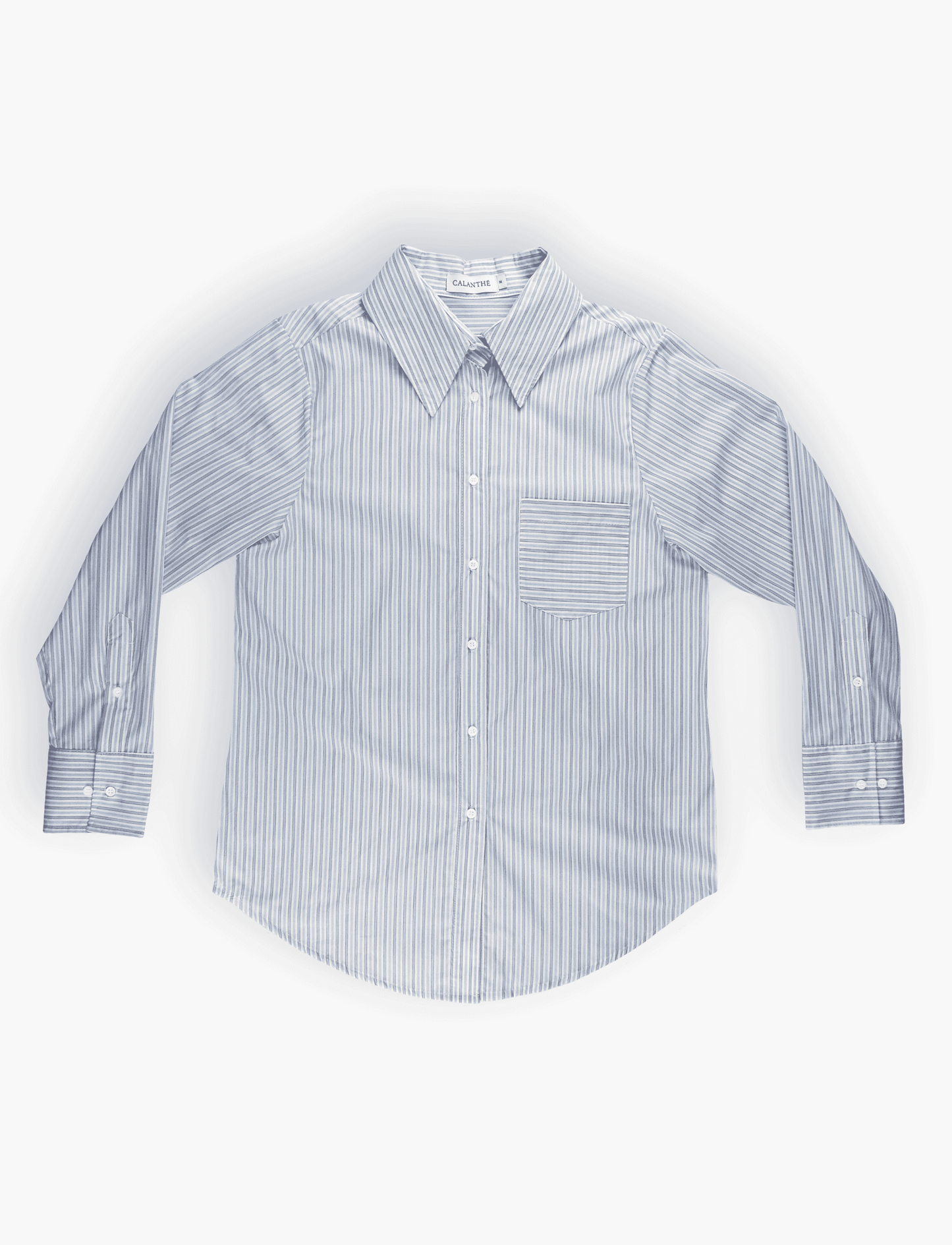 Blue_striped_button_up_boyfriend_shirt_with_a_white_calanthe_neck_label_and_a_white_background